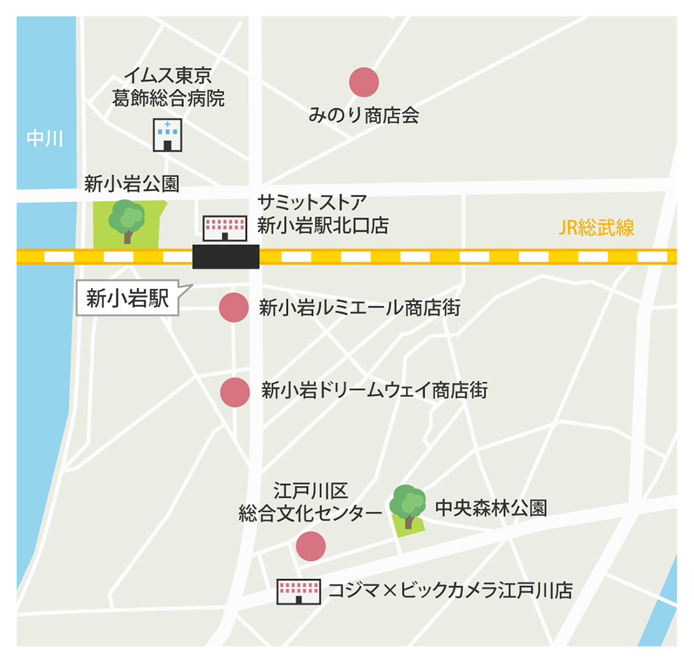 新小岩駅周辺マップ