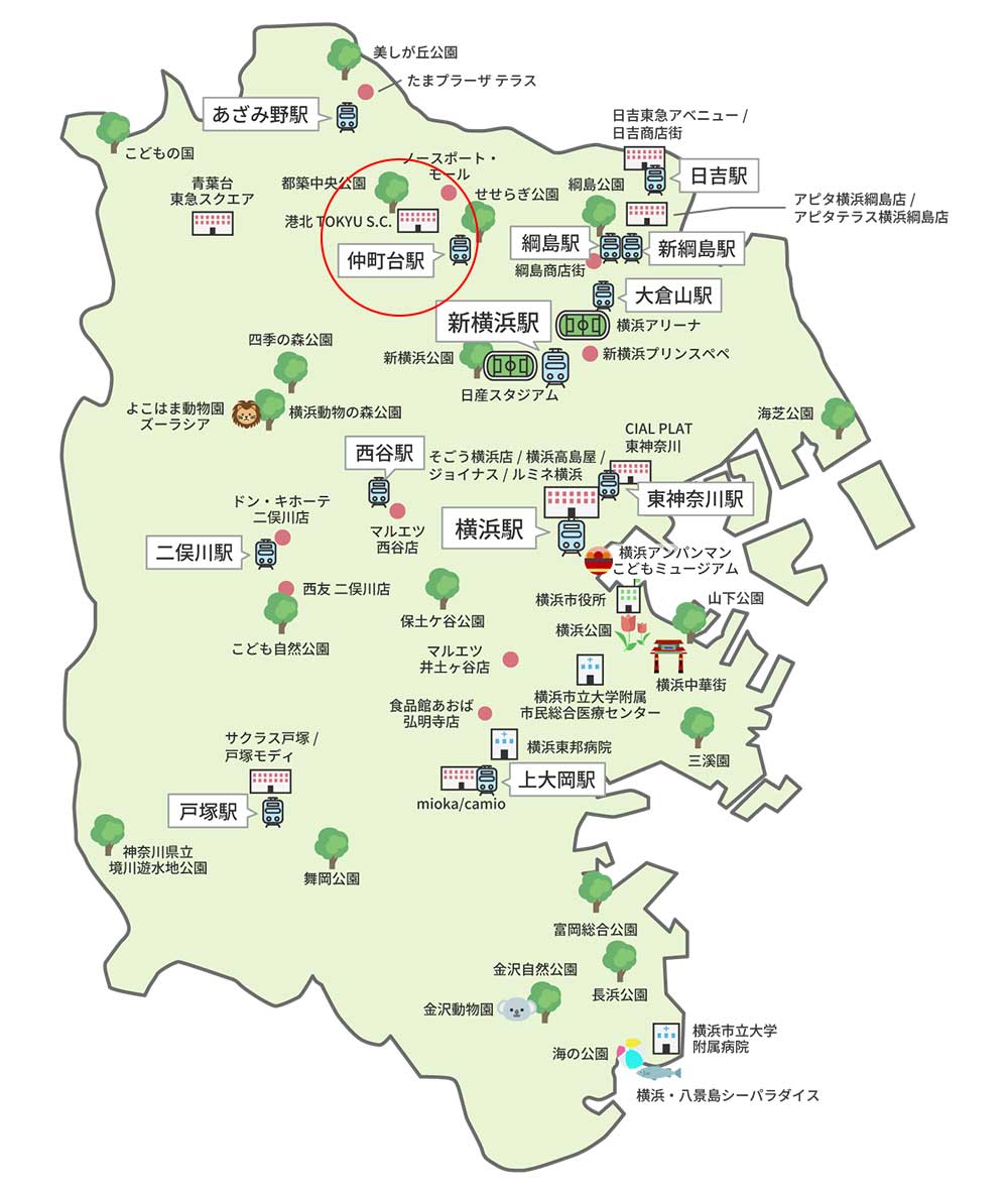 仲町台駅マップ（施設）：スマートフォン用画像
