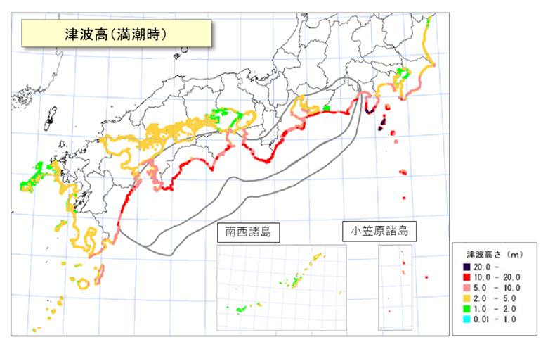 南海トラフ巨大地震の津波高