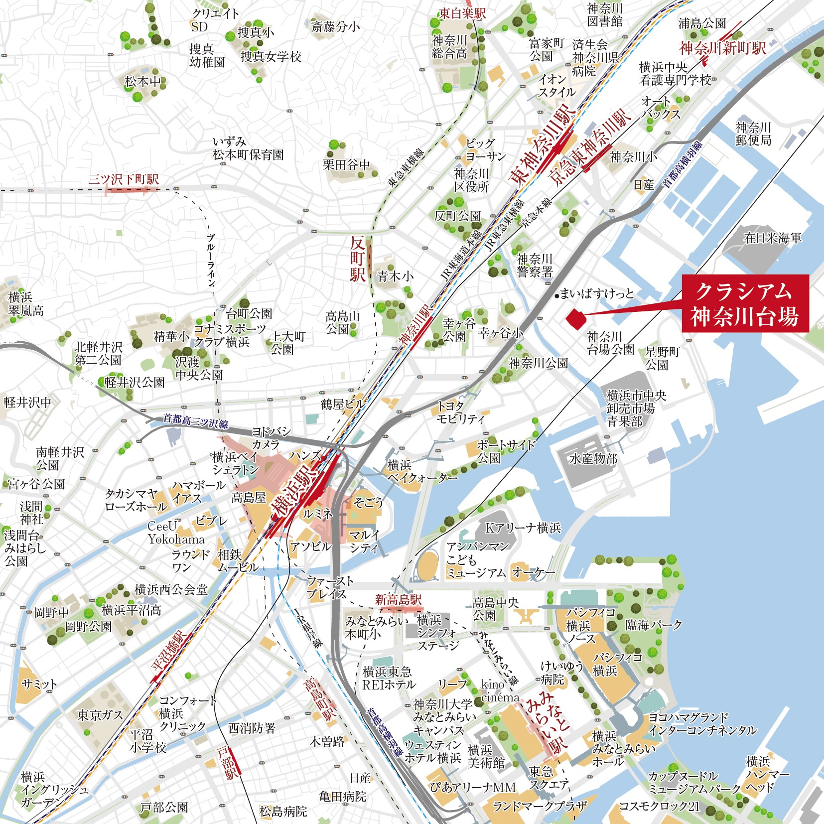 「クラシアム神奈川台場」周辺案内図