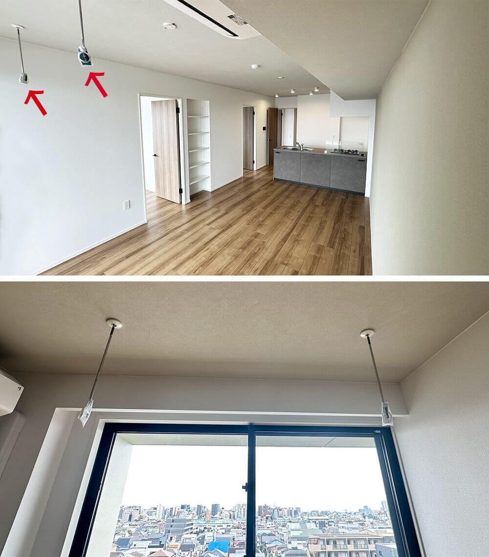 室内干しに便利な物干しスペース