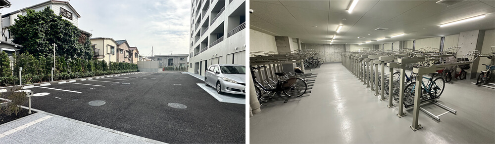 駐車場と駐輪場