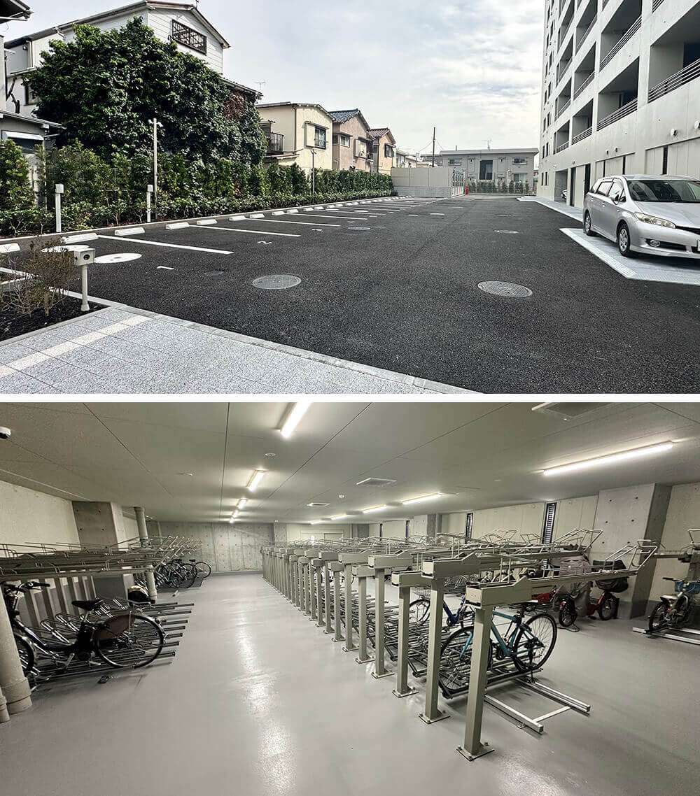 駐車場と駐輪場