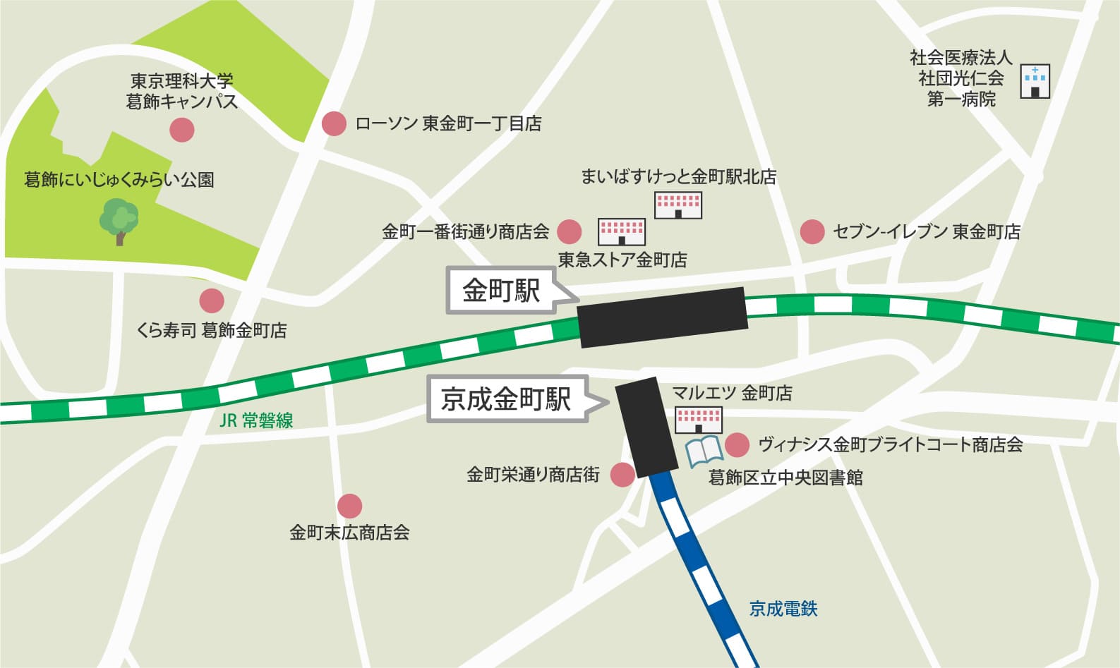 金町駅周辺の地図