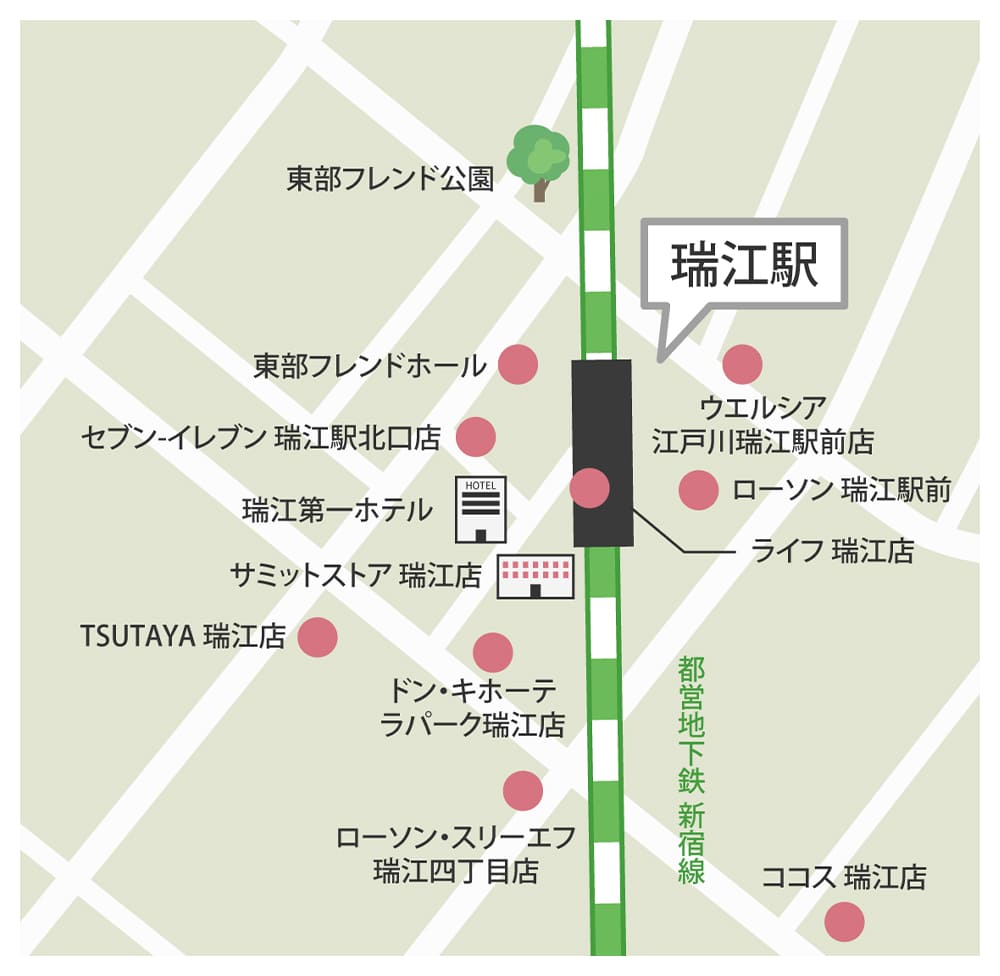 瑞江駅周辺MAP